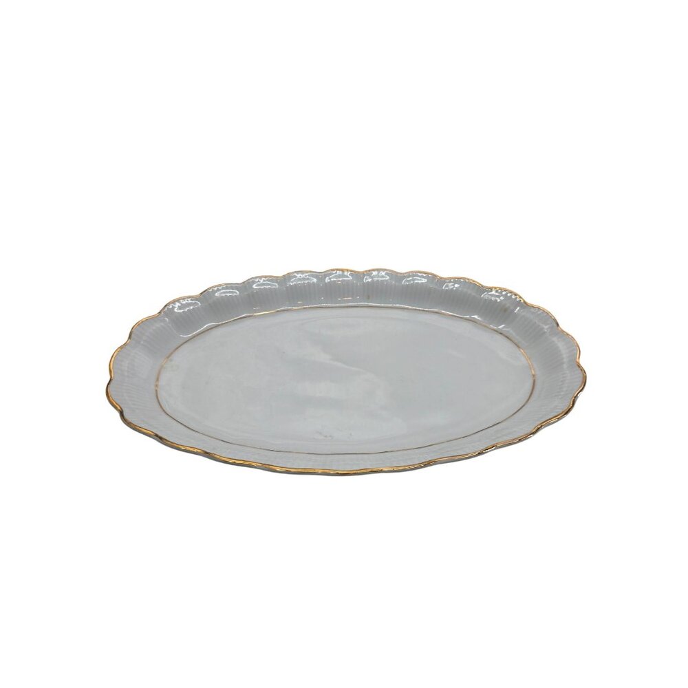Walbrzych Empire Oval Serving Platter With Gold Trim 13" × 8" Made In Poland
